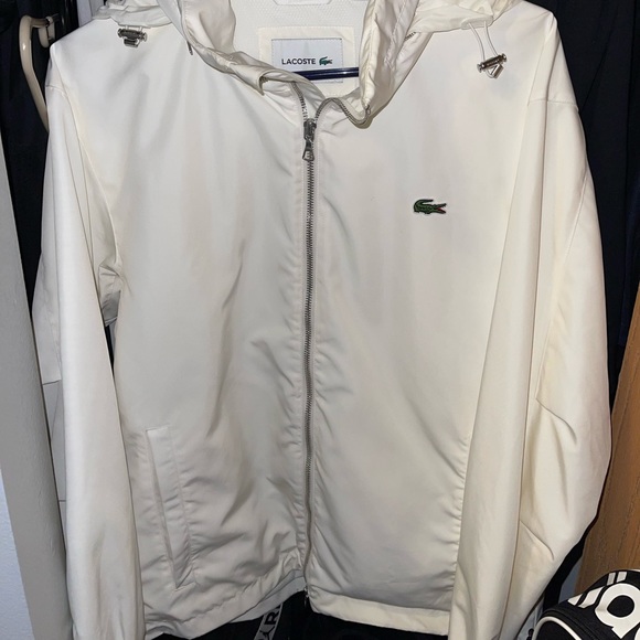 White lacoste coat cheap
